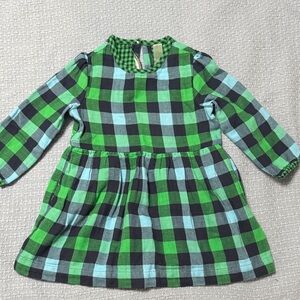 Primary Green and Blue Checkered Kids Dress Size 3